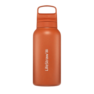LifeStraw Water Bottle 1 L / Kyoto Orange Go 2.0 Stainless Steel Water Filter Bottle LGV41SORWW