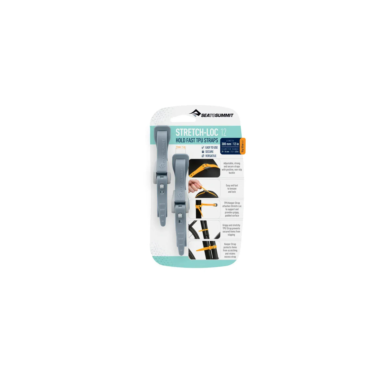 Sea to Summit TPU Strap 300mm / Dusk Stretch-Loc TPU Strap 12mm - [2 Pack] ASLSTRP12X300DSK