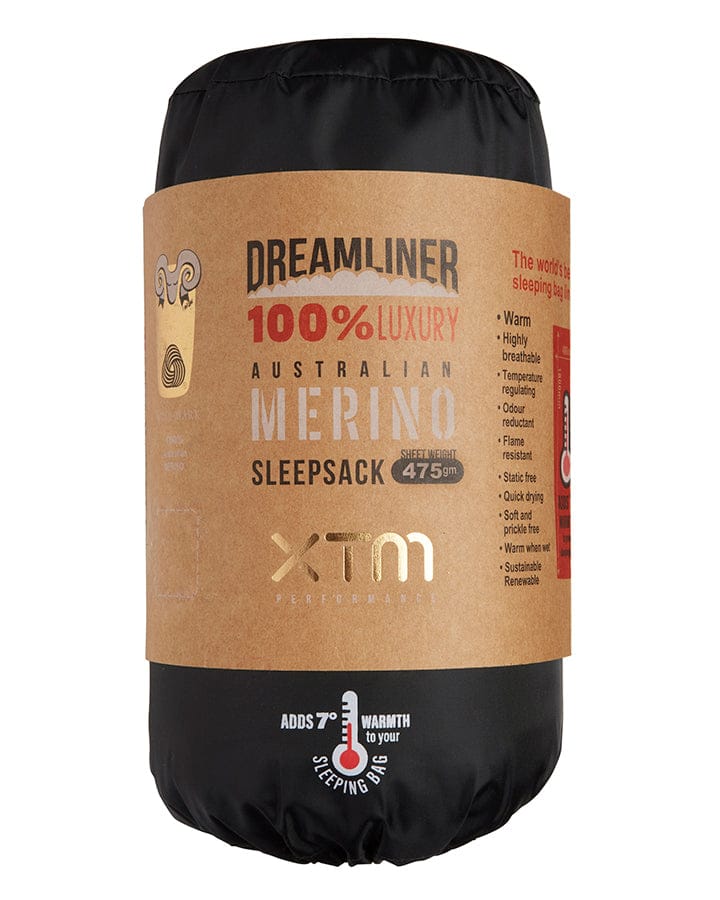 XTM Performance Sleeping Bag Black Dreamliner 230 Merino Wool Sleeping Bag Liner MU020-BLK